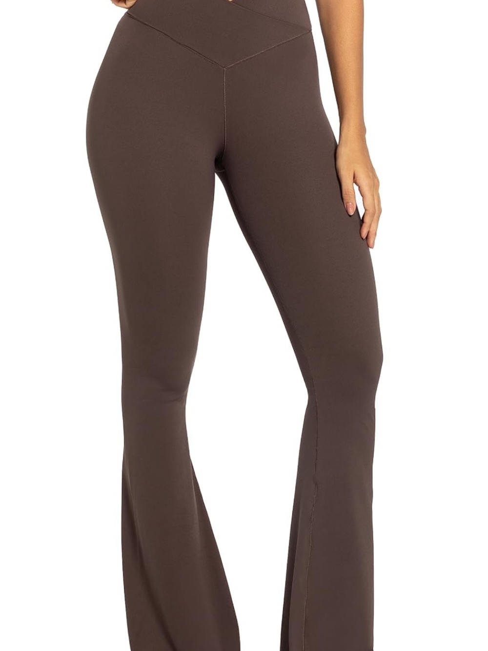 Womenโs High-Waist Flare Pants - Brown